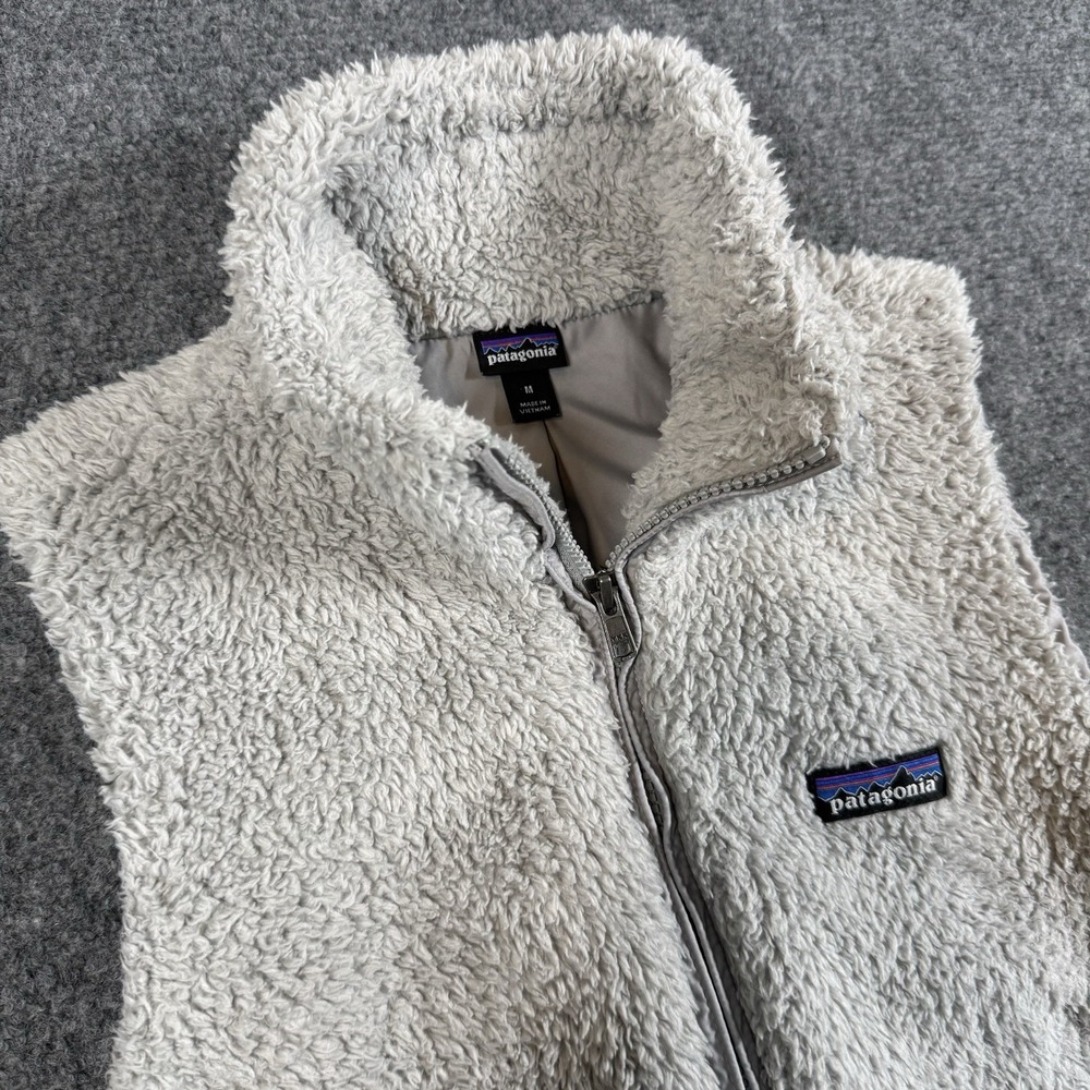 Patagonia Los Gatos Fleece Vest XS Birch White Grey Full Zip High Pile 25216